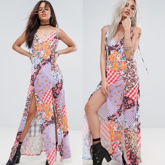 Jaded London Mix Print Maxi With Bow Tie Shoulder - Picture 3 of 8